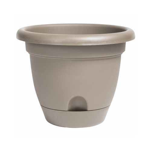 Ariana Self Watering Planter with Saucer, Plastic, Pebble Stone, 14-In.