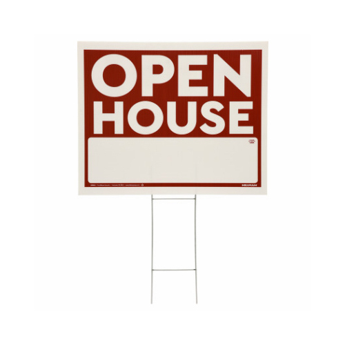 Open House Sign with Frame, Red and White, 20 x 24-In.