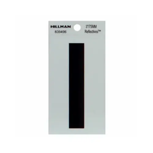 Reflective Adhesive House Address Letter I, Thin Cut, Black Vinyl, 3-In. - pack of 6