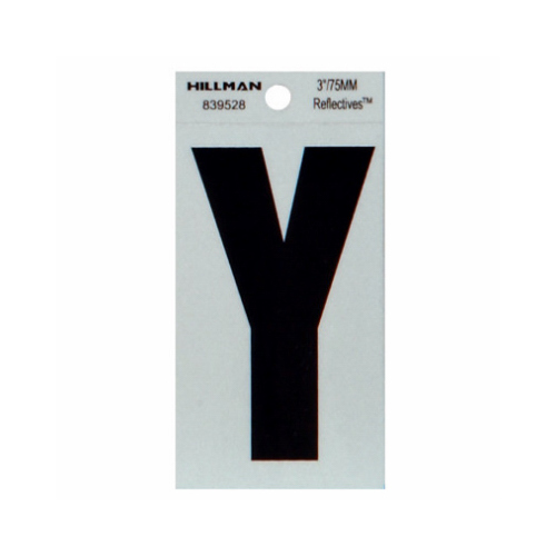 Reflective Adhesive House Address Letter Y, Thin Cut, Black Vinyl, 3-In. - pack of 6