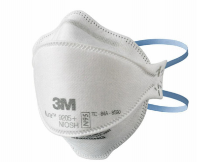 3M 9205P-3-DC Aura Series 3-Panel Particulate Respirator, One-Size Mask, N95 Filter Class, 95 % Filter Efficiency, White - pack of 3