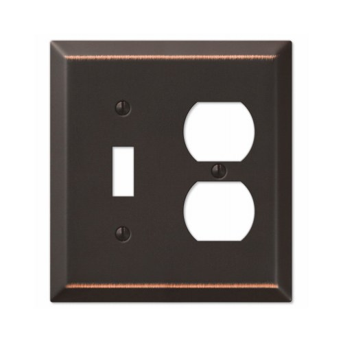 Chelsea Wall Plate, Aged Bronze, Steel, 1 Toggle/ 1 Duplex