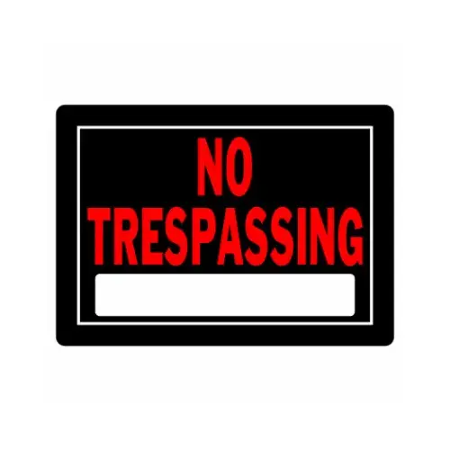 No Trespassing Sign, Black and Red, 10 x 14-In.