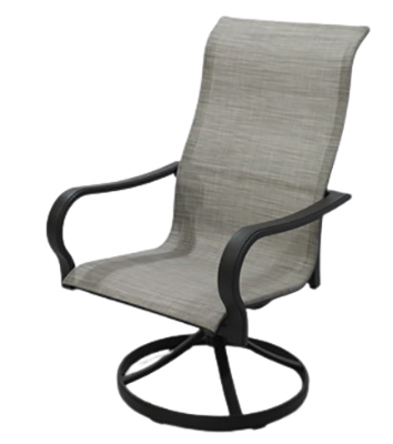 Four Seasons Courtyard ADK02301H01 Palermo Swivel Rocker Dining Chair, Sling Fabric, Gray Aluminum Frame