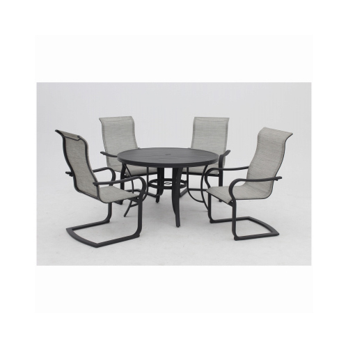 Four Seasons Courtyard ALK08912H01 Palermo Slat-Top Dining Table, Gray Aluminum, 48-In. Round