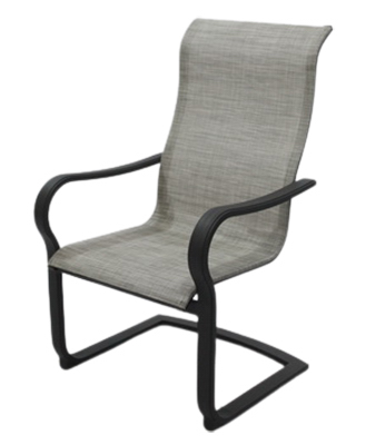 Four Seasons Courtyard ADK02319H01 Palermo C-Spring Dining Chair, Sling Fabric, Gray Aluminum Frame