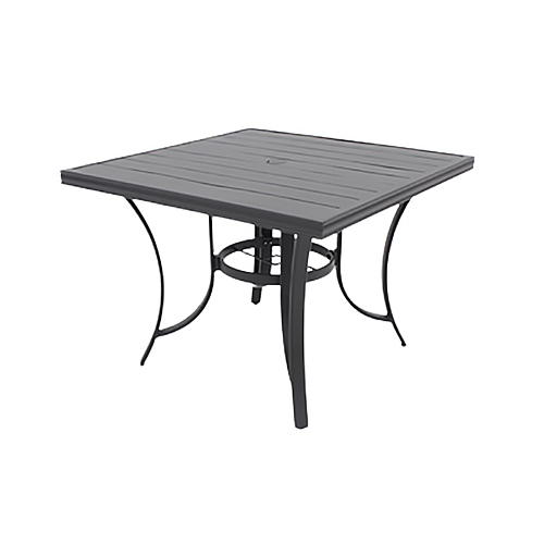 Four Seasons Courtyard ALK08812H01 Palermo Slat-Top Dining Table, Gray Aluminum, 40-In. Sq.