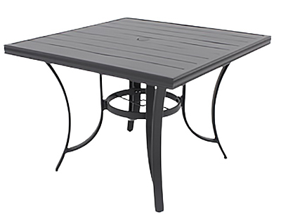 Four Seasons Courtyard ALK08812H01 Palermo Slat-Top Dining Table, Gray Aluminum, 40-In. Sq.