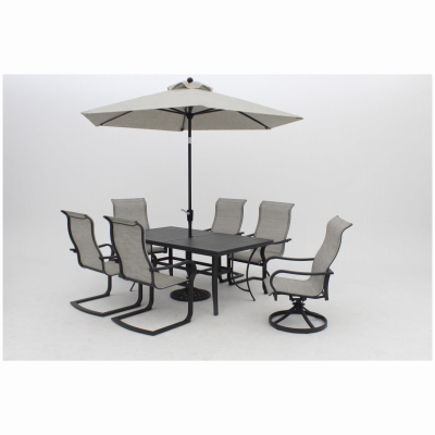 Four Seasons Courtyard ALK09012H01 Palermo Slat-Top Dining Table, Gray Aluminum, 40 x 68-In.