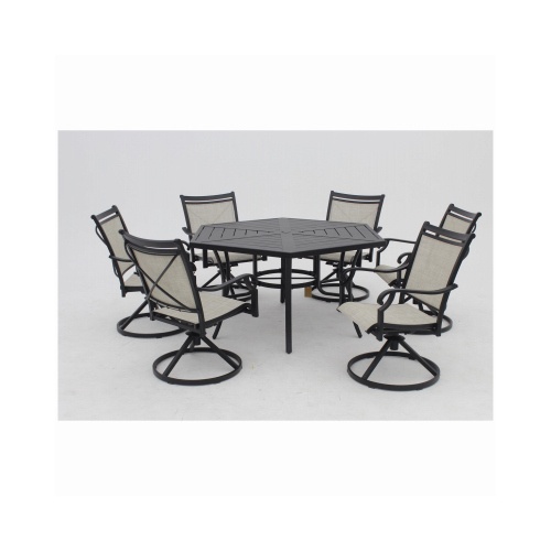 Four Seasons Courtyard BDK00301H01-XCP6 Naples Swivel Rocker Dining Chair, Sling Fabric, Steel Frame - pack of 6