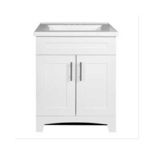 Shaker Vanity Combo, White Finish & White Marble Top, 24-In. Wide