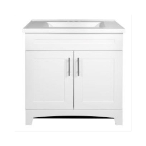 Royal Cabinets 80-8104-0-1196 Shaker Vanity Combo, White Finish & White Marble Top, 30-In. Wide