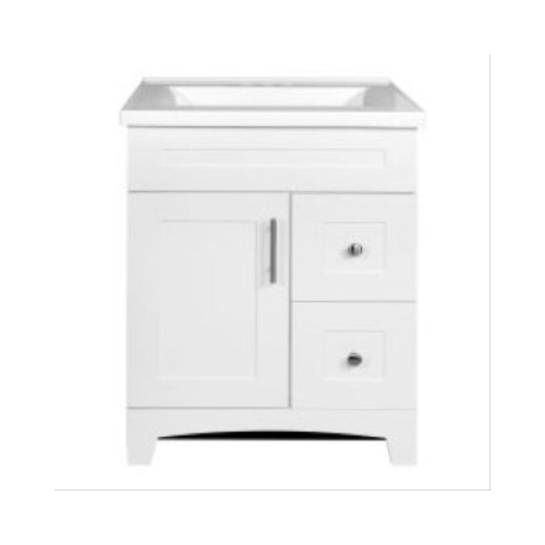 Royal Cabinets 80-8104-2-1601 Shaker Door & Drawer Vanity Combo, White Finish & White Marble Top, 24-In. Wide