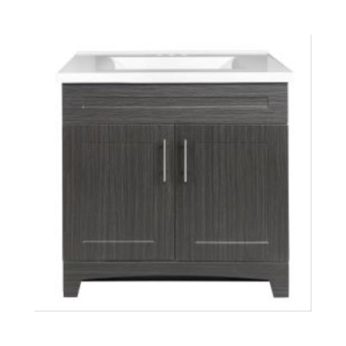 Royal Cabinets 80-8105-0-1196 Shaker Vanity Combo, Moderno Grigio & White Marble Top, 30-In. Wide