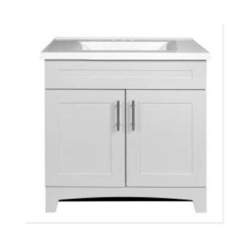 Royal Cabinets 80-8106-0-1196 Shaker Vanity Combo, Fashion Grey Finish & White Marble Top, 30-In. Wide