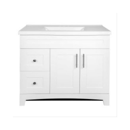 Royal Cabinets 80-8104-2-1603 Shaker Door & Drawer Vanity Combo, White Finish & White Marble Top, 36-In. Wide