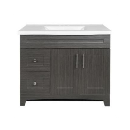 Royal Cabinets 80-8105-2-1603 Shaker Door & Drawer Vanity Combo, Moderna Grigio Finish & White Marble Top, 36-In. Wide