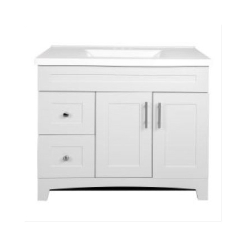 Royal Cabinets 80-8106-2-1603 Shaker Door & Drawer Vanity Combo, Fashion Grey Finish & White Marble Top, 36-In. Wide
