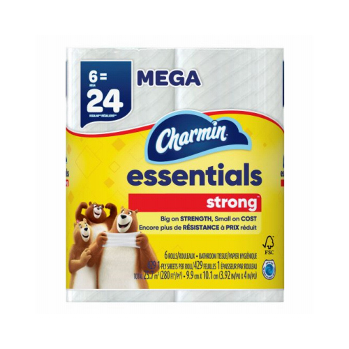 Essentials Strong Toilet Paper, 429 Sheets Per Mega Roll, 6-Rolls - pack of 3