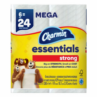 CHARMIN 04515 Essentials Strong 97342 Toilet Paper, Paper - pack of 6