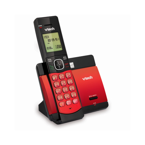 6.0 Expandable Cordless Phone with 1 Handset, Caller ID, Handset Speakerphone, Red