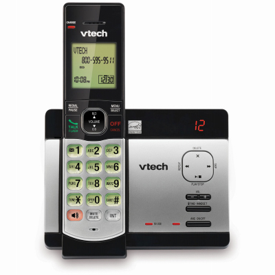 VTECH COMMUNICATIONS CS5129 6.0 Expandable Cordless Phone with 1 Handset, Answering System and Caller ID, Silver/Black