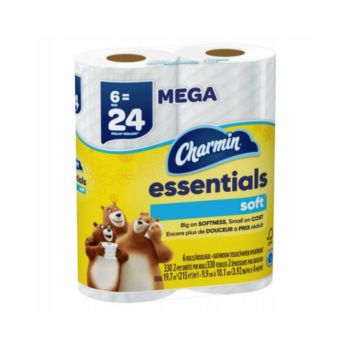 Essentials Soft Toilet Paper, 330 Sheets Per Mega Roll, 6-Rolls  pack of 18
