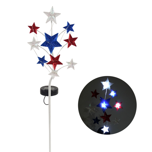 Solar Garden Stake Multicolored Metal 24" H Star Multicolored - pack of 6