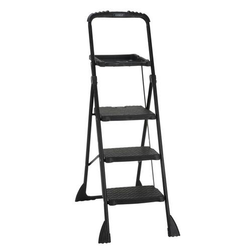 Folding Step Stool 60.98" H X 21.65" W X 3.31" D 250 lb. capacity 3 step Steel Black