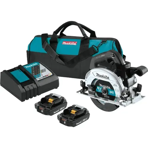 Makita XSH04RB Circular Saw Kit, Battery Included, 18 V, 2 Ah, 6-1/2 in Dia Blade, 0 to 50 deg Bevel