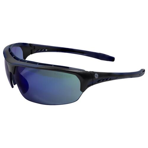 Impact-Resistant Safety Glasses 09 Series Anti-Fog Blue Mirror Lens Black/Blue Fram