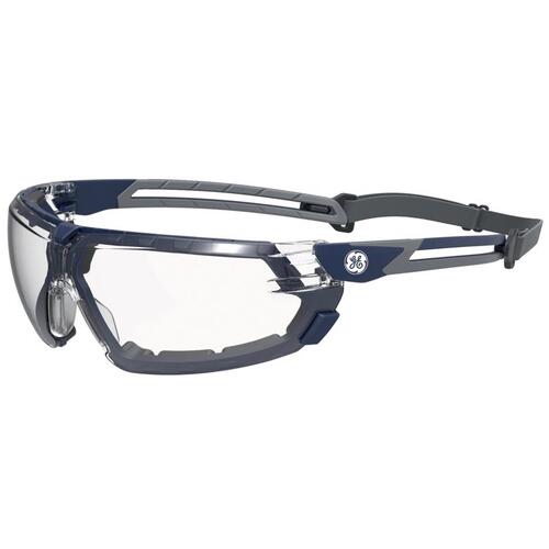 Impact-Resistant Safety Glasses 11S Series Anti-Fog Clear Lens Blue/Gray Frame