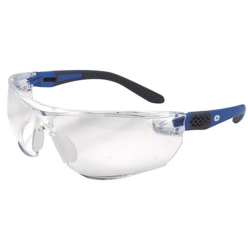 General Electric GE202C Impact-Resistant Safety Glasses 02 Series Clear Lens Blue/Gray Frame