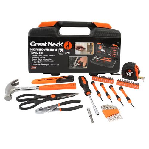 Great Neck 73802 Tool Kit Homeowner's Black/Orange