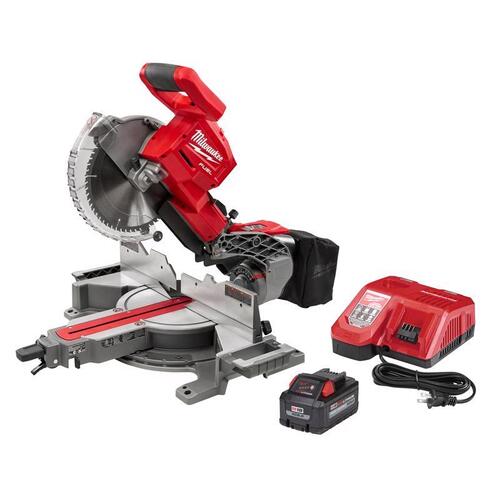 M18 FUEL Dual Bevel Sliding Compound Miter Saw, Battery, 10 in Dia Blade, 4000 rpm Speed Red