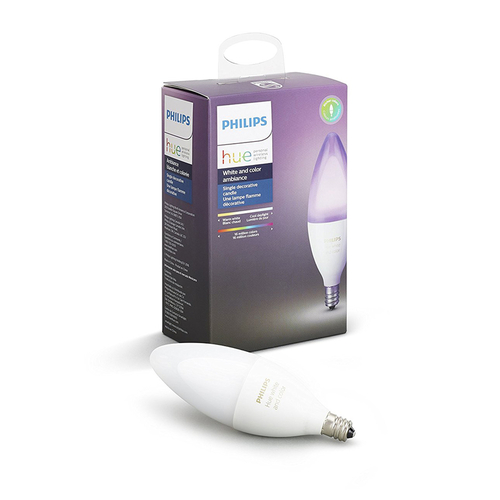 Philips 556968 LED Smart Bulb Hue B39 E12 (Candelabra) White and Color Ambiance 40 Watt Equivalence White