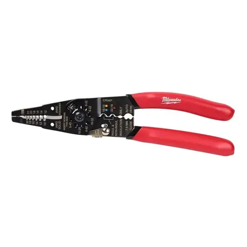 9 In. 10-20 AWG Solid/12-22 AWG Stranded Multi-Purpose Wire Stripper/Cutter/Crimper Black/Red