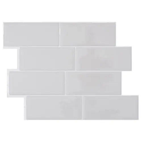 Adhesive Wall Tile 8.38" W X 11.56" L Gray Mosaic Vinyl 4 pc Mosaic