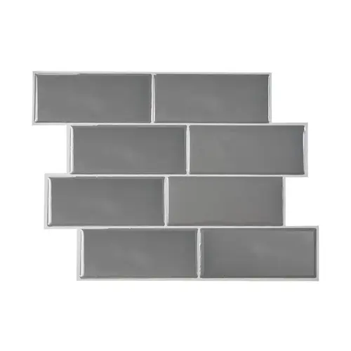 Adhesive Wall Tile 8.38" W X 11.56" L Gray Mosaic Vinyl 4 pc Mosaic - pack of 6