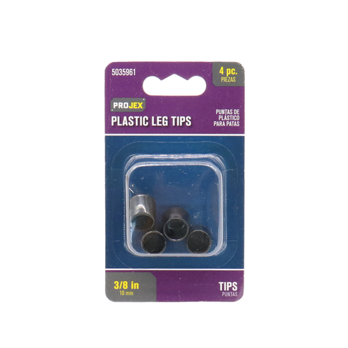 Leg Tip Plastic Black Round 3/8" W Black