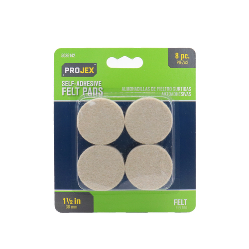 Protective Pad Felt Self Adhesive White Round 1-1/2" W White