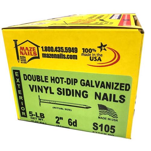 Nail 2" Siding Hot-Dipped Galvanized Steel Large Head 5 lb Hot-Dipped Galvanized