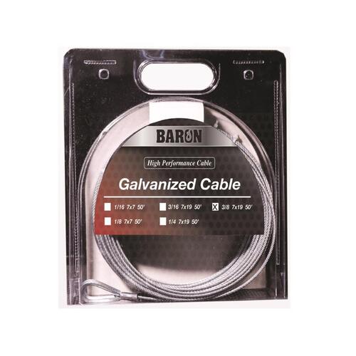 Aircraft Cable Galvanized Galvanized Steel 3/8" D X 50 ft. L Galvanized