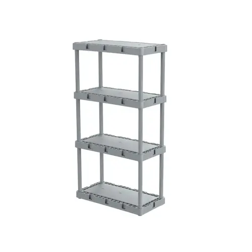 4-Tier Shelving Unit 48" H X 24" W X 12" D Plastic Gray