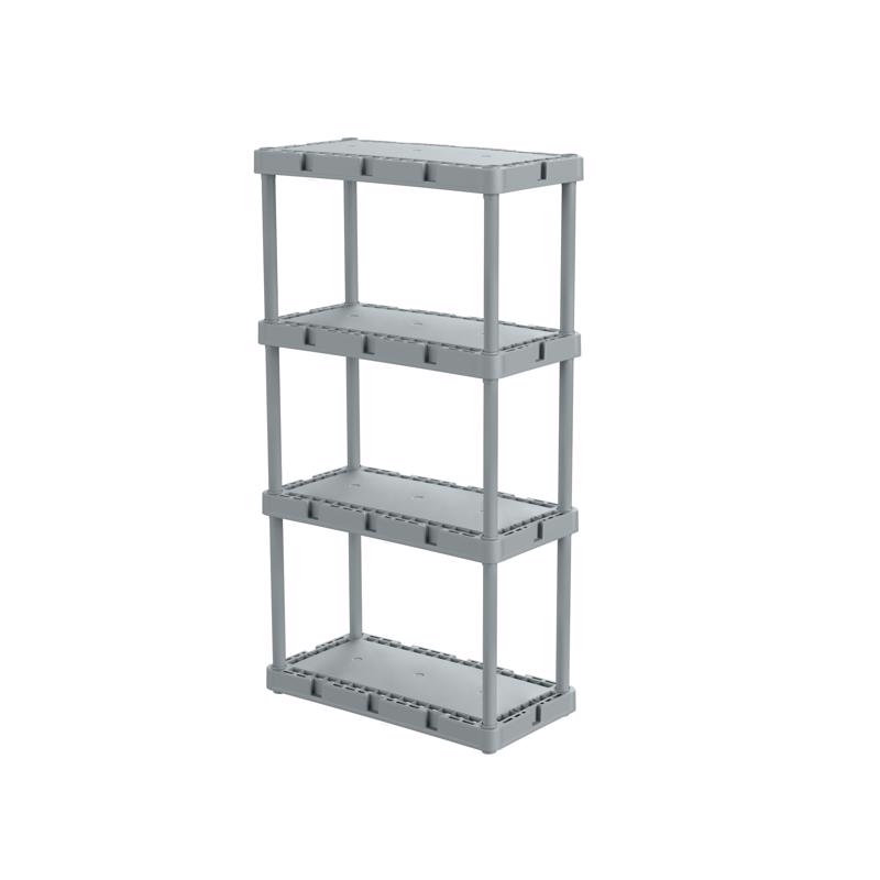 Gracious Living 91081-1C 4-Tier Shelving Unit 48" H X 24" W X 12" D Plastic Gray