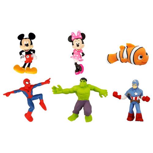 Disney and Marvel 6900 Stretchable Characters Rubber Assorted 6 pc Assorted