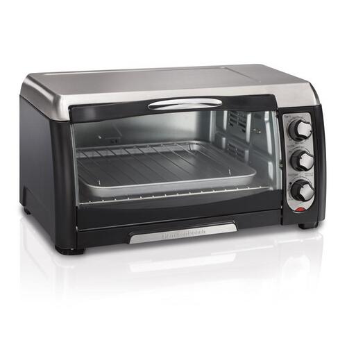 HAMILTON BEACH 31330D Toaster Oven Stainless Steel Black/Silver 6 slot 11" H X 18.75" W X 15.13" D Black/Silver