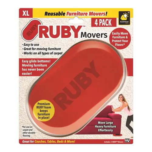 Furniture Movers Ruby Plastic/Rubber Red