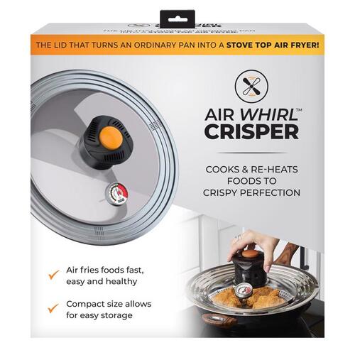 Air Whirl AWL01103 Air Fryer Lid Crisper Glass/Stainless Steel Black/Silver