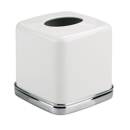 Tissue Cover York Bath Chrome Silver/White Steel Chrome